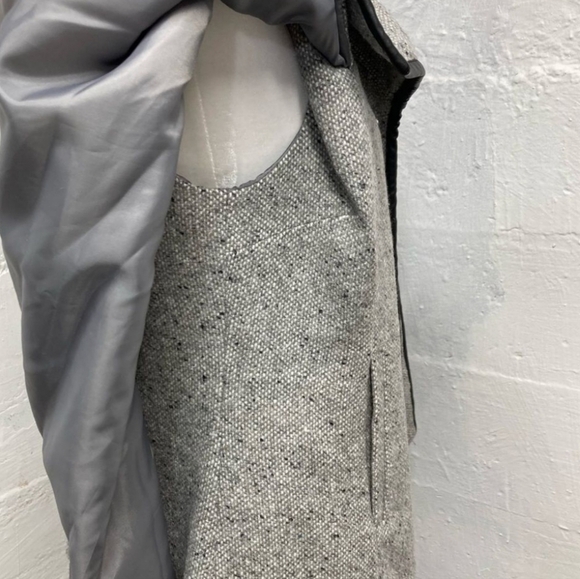 APT 9 Tweed Cape Soft Gray Wool Blend Lined Faux Leather Trim Pockets SM NWT - Picture 8 of 16